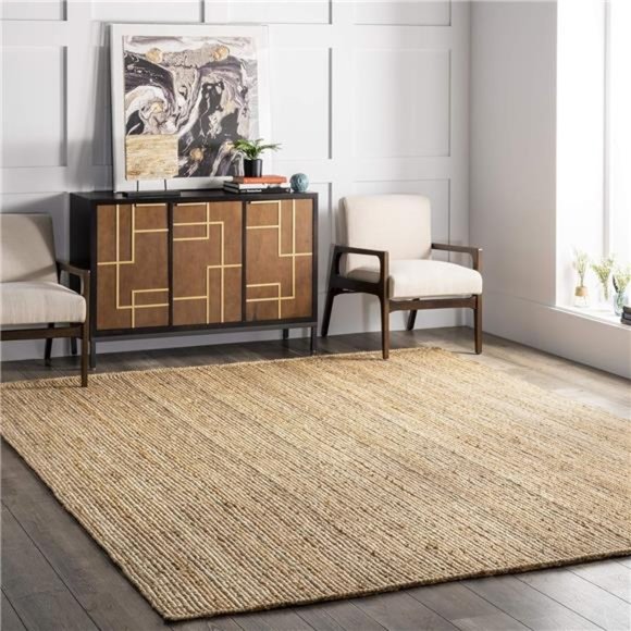 Rigo Hand Woven Farmhouse Jute Area Rug 3x5 Natural